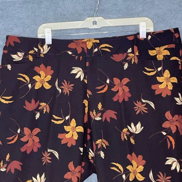 Eloquii Pants Womens 18 Black Floral Boho Office Chic Fall Workwear Indie Artsy - Picture 3 of 10